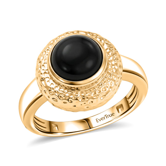 EVER TRUE AA Natürlicher Schwarzer Obsidian Ring Nickelfreies Messing (Größe 21.00) ca. 1.82 ct