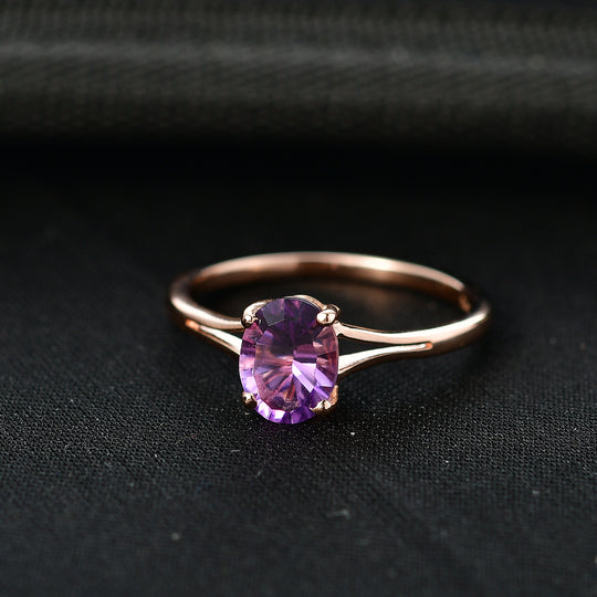 D'Joy - Rosenessenz AAA Rose De France Amethyst Ring 925 Silber 750 rosévergoldet (Größe 17.00) ca. 1.19 ct