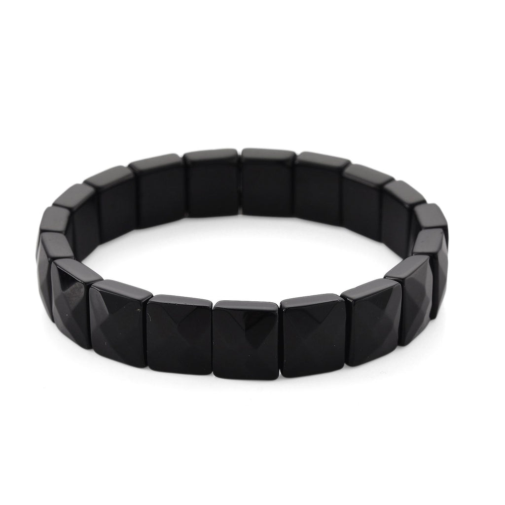 Natürlich Schwarzer Obsidian Armband, flexibel, (ca. 17-18.5 cm) ca. 120.00 ct