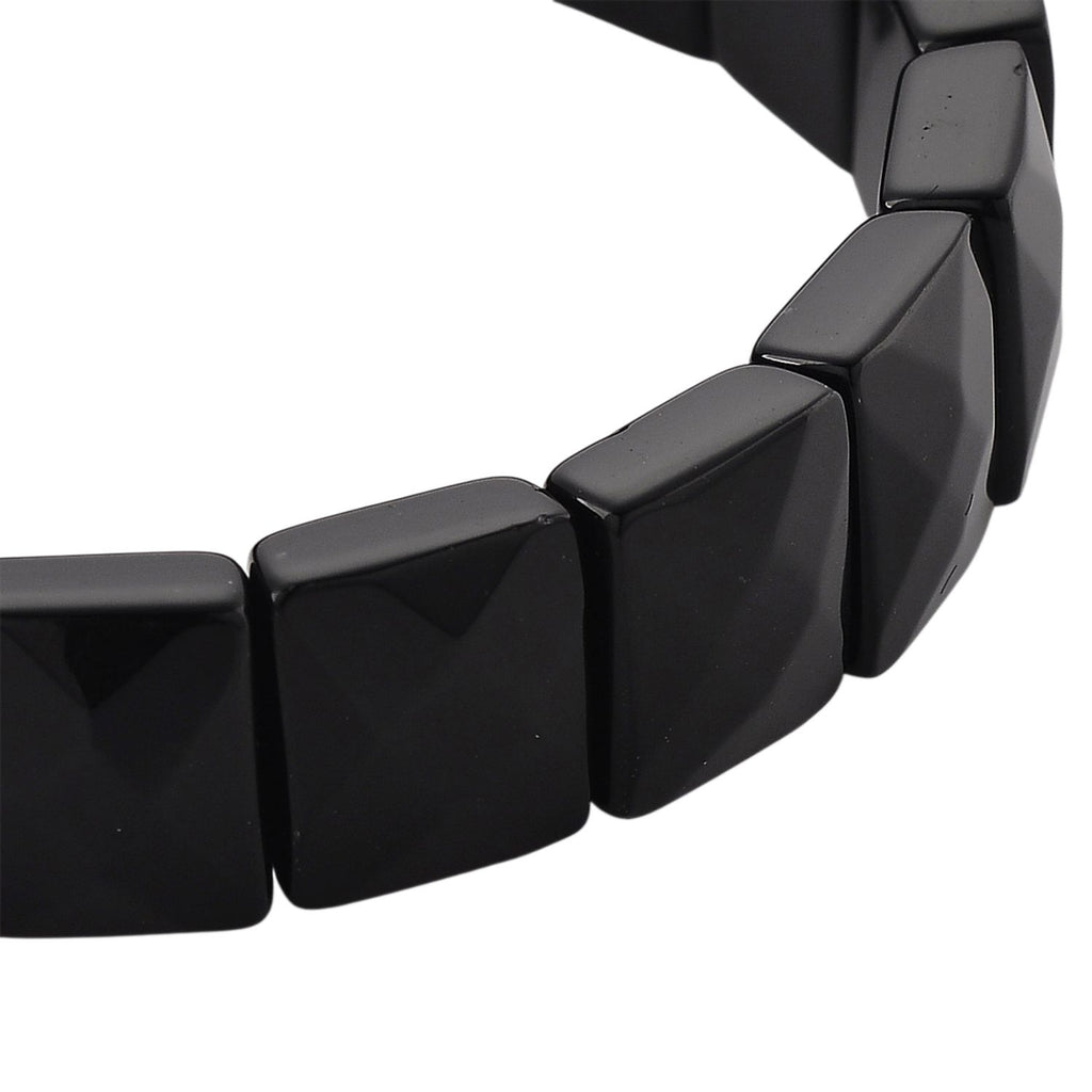 Natürlich Schwarzer Obsidian Armband, flexibel, (ca. 17-18.5 cm) ca. 120.00 ct