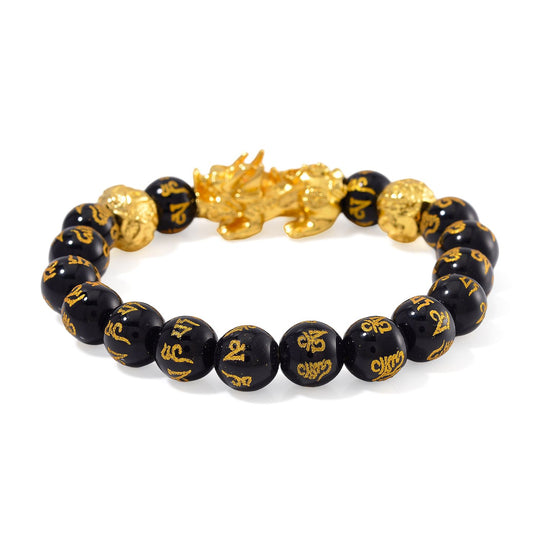 Schwarzer Obsidian Armband, flexibles  (ca. 18-19 cm) Gelb ca. 180.00 ct