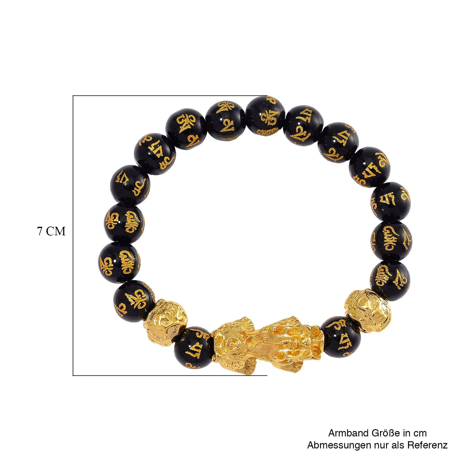 Schwarzer Obsidian Armband, flexibles  (ca. 18-19 cm) Gelb ca. 180.00 ct