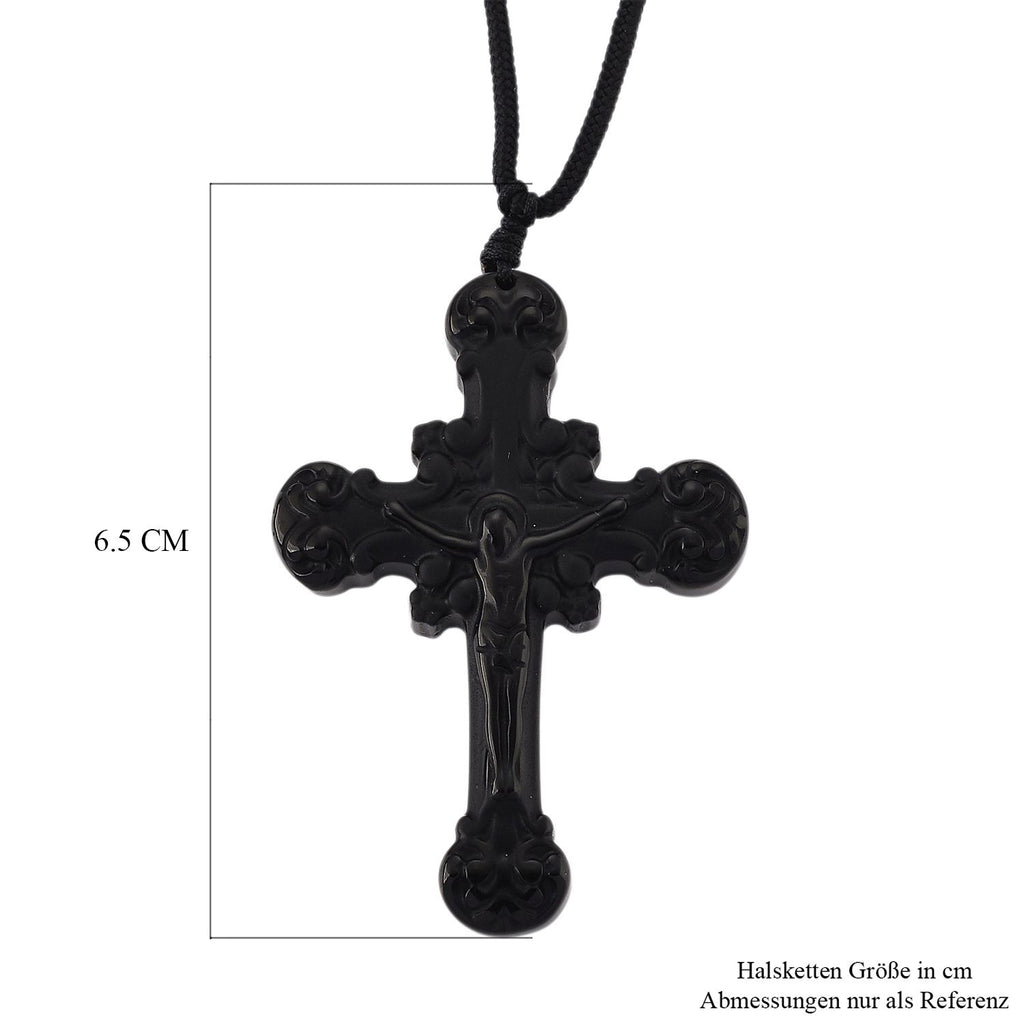 Natürlich Schwarzer Obsidian Halskette 66 cm ca. 60.00 ct