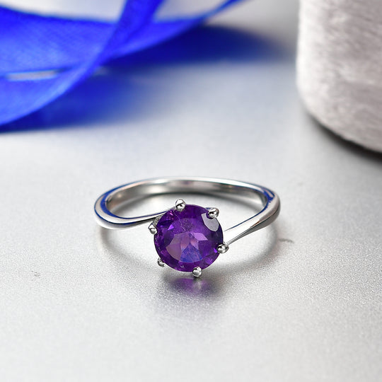 AAA Afrikanischer Amethyst Ring 925 Silber Platiniert (Größe 18.00) ca. 1,15 ct