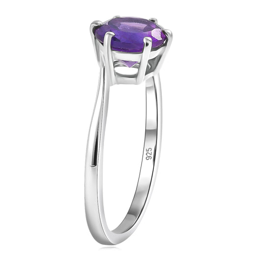 AAA Afrikanischer Amethyst Ring 925 Silber Platiniert (Größe 18.00) ca. 1,15 ct