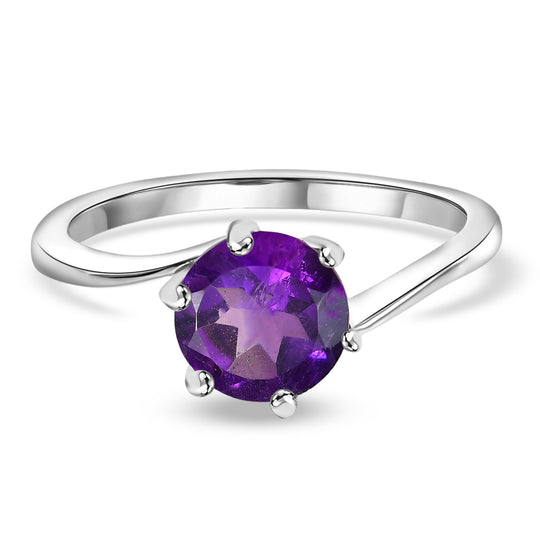 AAA Afrikanischer Amethyst Ring 925 Silber Platiniert (Größe 18.00) ca. 1,15 ct