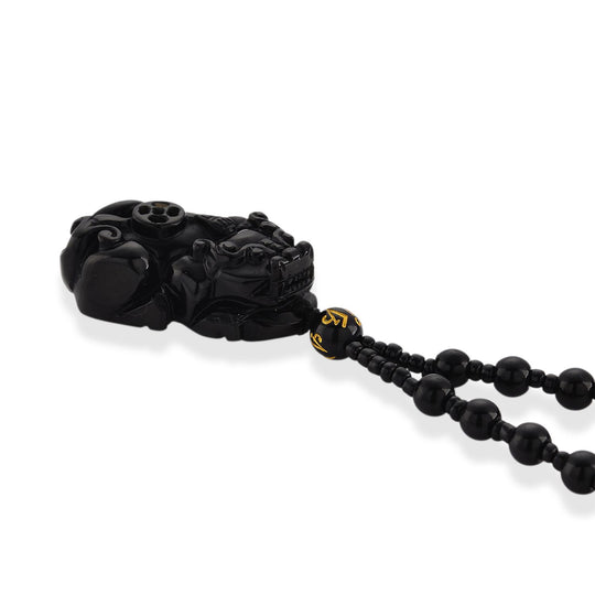 Schwarzer Obsidian Halskette 63 cm ca. 190.00 ct
