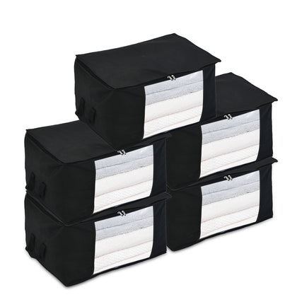 Livmore 5er Set Aufbewahrungs-Organizer aus Vliesstoff, rechteckiges Design, 120 gsm, 34,8 x 60 x 43 cm, Braun