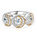 GP - AA Blauer Apatit, Blauer Saphir Ring 925 Silber Rhodiniert und 750 Gelbgold Vermeil (Größe 17.00) ca. 0,55 ct
