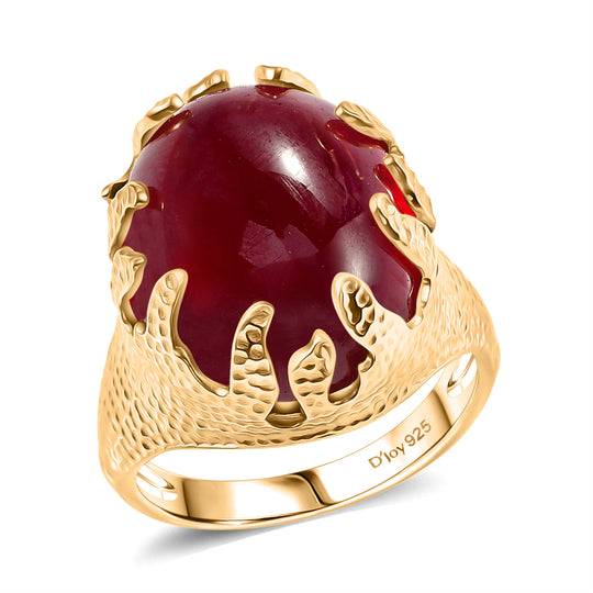 D'Joy - Flamme der Liebe Afrikanischer Rubin (Fissure gefüllt) Ring 925 Silber 750 Gelbgold Vermeil (Größe 18.00) ca. 26.99 ct