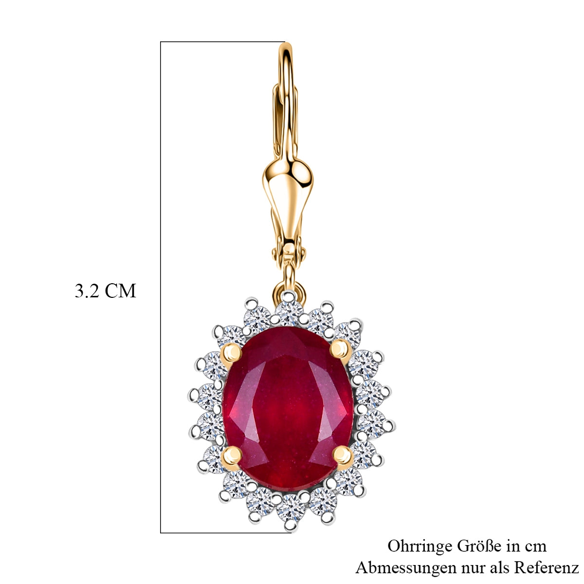 LUXURIANT - AA Niassa Rubin, Lab Grown Diamant Ohrringe 925 Silber 750 Gelbgold Vermeil ca. 6,50 ct.