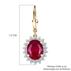 LUXURIANT - AA Niassa Rubin, Lab Grown Diamant Ohrringe 925 Silber 750 Gelbgold Vermeil ca. 6,50 ct.