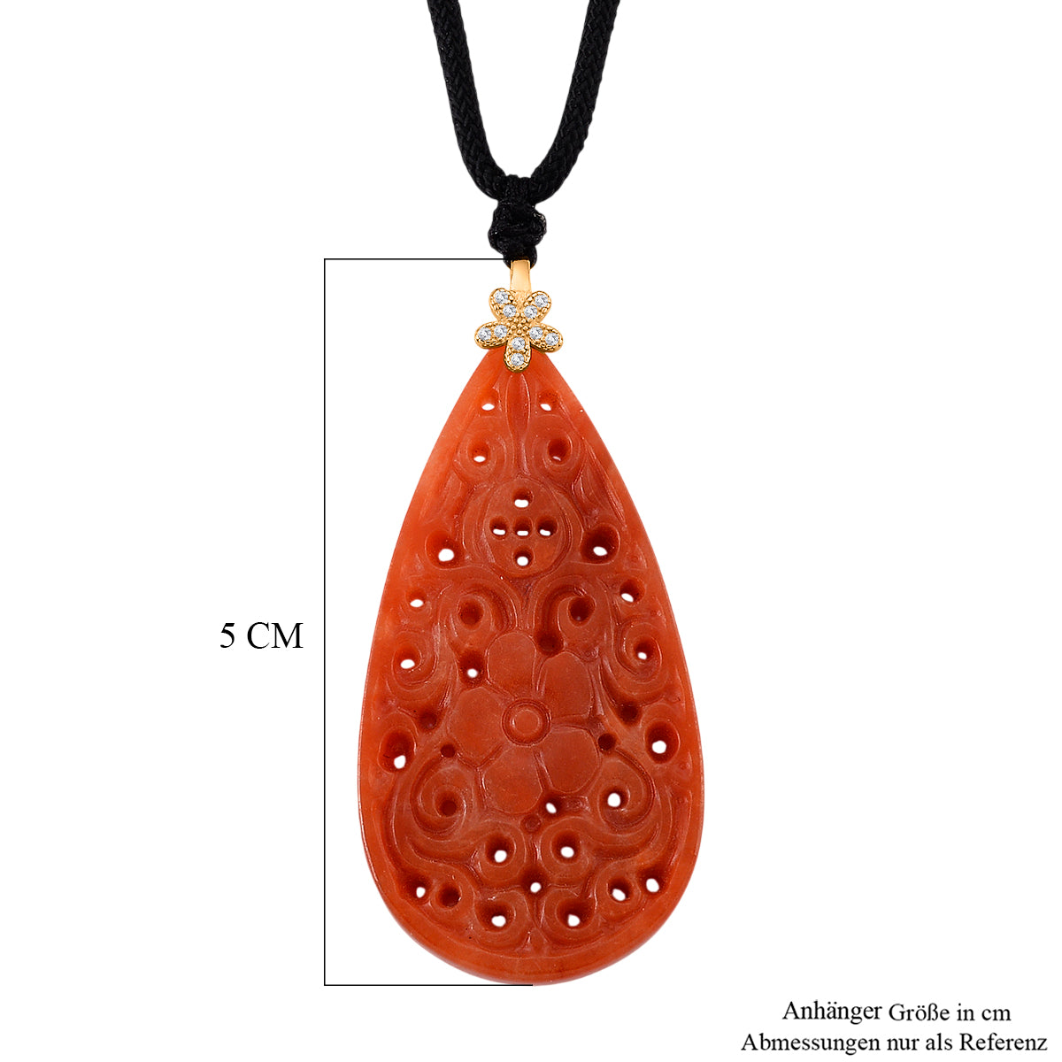 D'Joy Rote Jade Halskette Flexibles (ca. 71 cm) 925 Silber vergoldet ca. 50,00 ct.