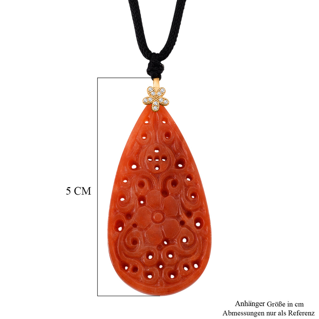 D'Joy Rote Jade Halskette Flexibles (ca. 71 cm) 925 Silber vergoldet ca. 50,00 ct.