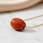 D'Joy Rote Jade Halskette ca. 50 cm 925 Silber vergoldet ca. 18,00 ct.