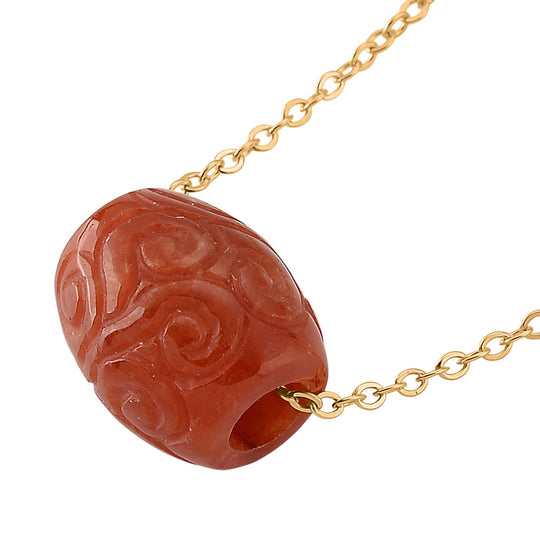 D'Joy Rote Jade Halskette ca. 50 cm 925 Silber vergoldet ca. 18,00 ct.