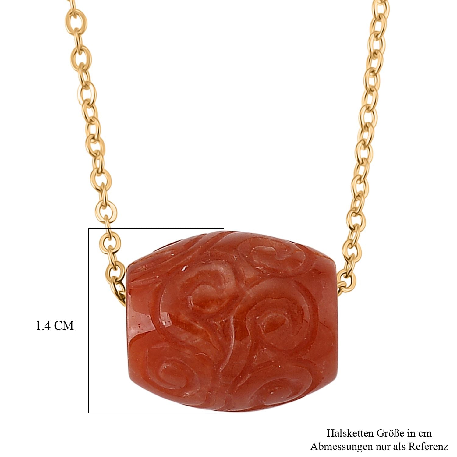 D'Joy Rote Jade Halskette ca. 50 cm 925 Silber vergoldet ca. 18,00 ct.