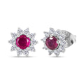 Afrikanischer Rubin (Fissure gefüllt), Weißer Zirkon Ohrringe 925 Silber Platiniert ca. 1.44 ct