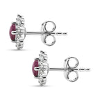 Afrikanischer Rubin (Fissure gefüllt), Weißer Zirkon Ohrringe 925 Silber Platiniert ca. 1.44 ct