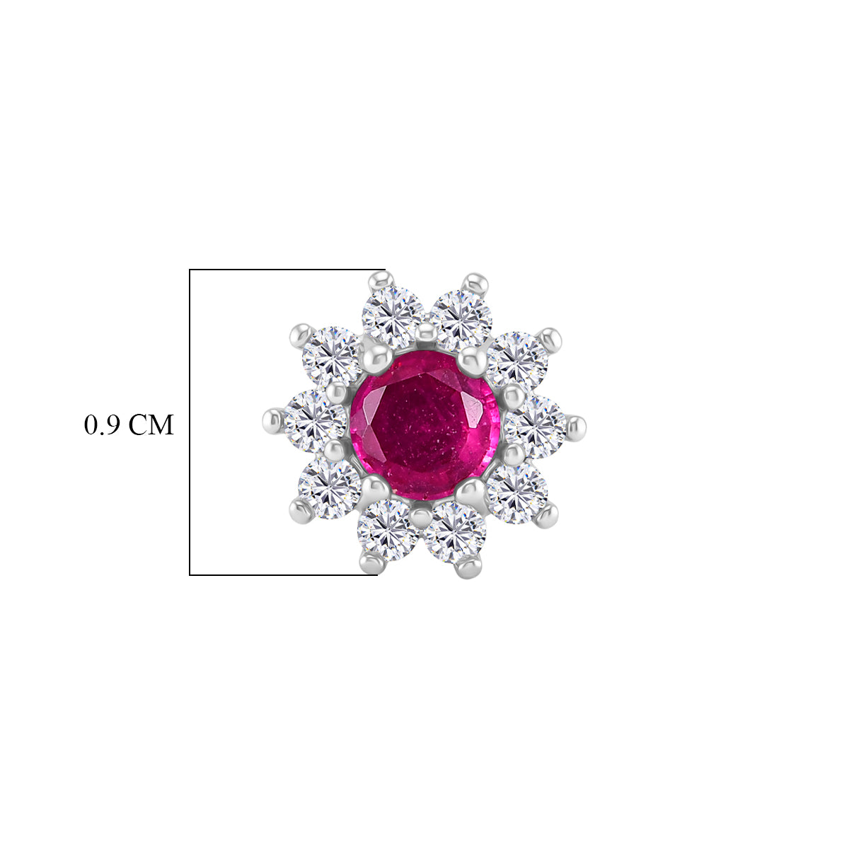 Afrikanischer Rubin (Fissure gefüllt), Weißer Zirkon Ohrringe 925 Silber Platiniert ca. 1.44 ct