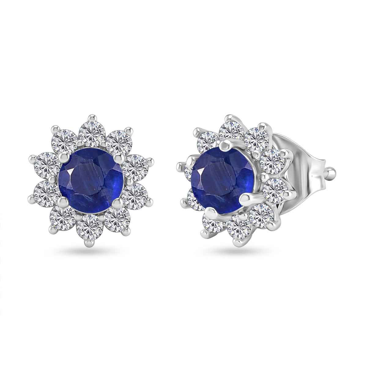 Kyanit, Weißer Zirkon Ohrringe 925 Silber Platiniert ca. 1.41 ct