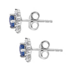 Kyanit, Weißer Zirkon Ohrringe 925 Silber Platiniert ca. 1.41 ct
