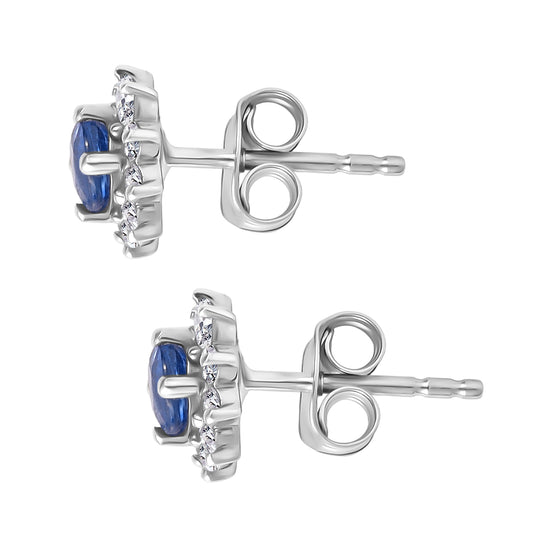 Kyanit, Weißer Zirkon Ohrringe 925 Silber Platiniert ca. 1.41 ct