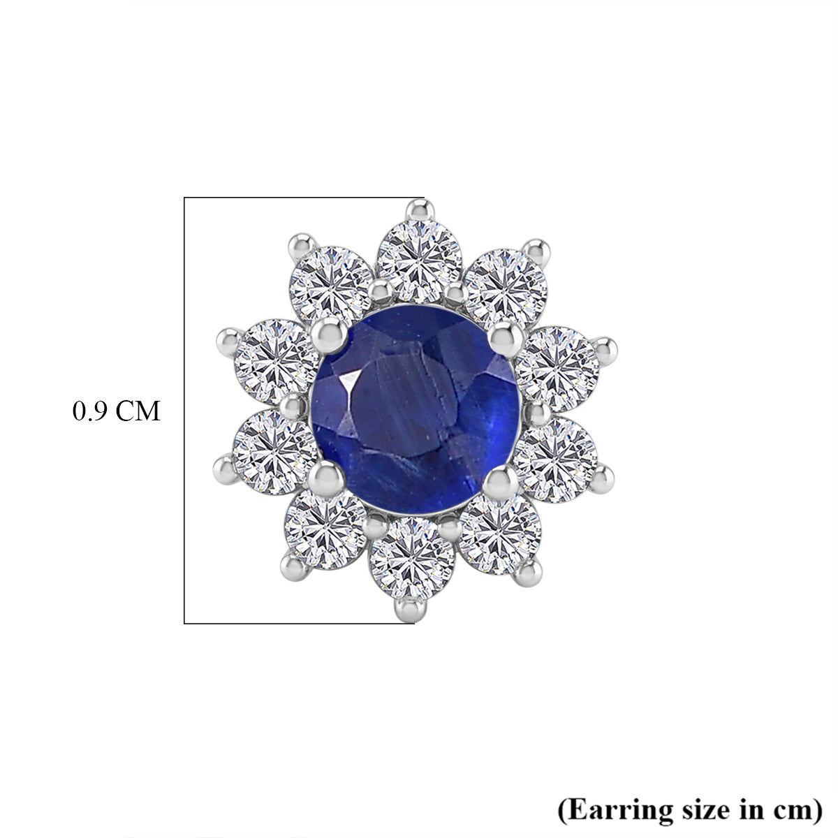 Kyanit, Weißer Zirkon Ohrringe 925 Silber Platiniert ca. 1.41 ct