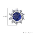Kyanit, Weißer Zirkon Ohrringe 925 Silber Platiniert ca. 1.41 ct