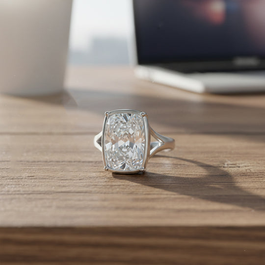 D'Joy Moissanit Ring 925 Silber Rhodiniert (Größe 15.50) ca. 10.00 ct