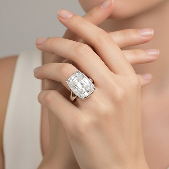 D'Joy Moissanit Ring 925 Silber Rhodiniert (Größe 19.00) ca. 10.00 ct