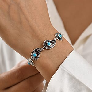 D'Joy AA Sleeping Beauty Türkis Armband ca. 18.5 cm 925 Silber Schwarz oxidiert ca. 2,10 ct.