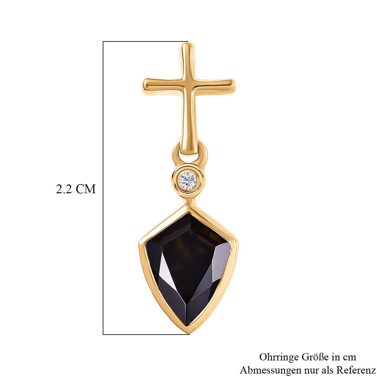 EVER TRUE AA Natürlich Schwarzer Obsidian, Weißer Zirkon Ohrringe Nickelfreies Messing ca. 1.60 ct