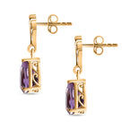 D'Joy AAA Rose De France Amethyst, Weißer Zirkon Ohrringe 925 Silber 750 Gelb Vergoldet ca. 2,45 ct.