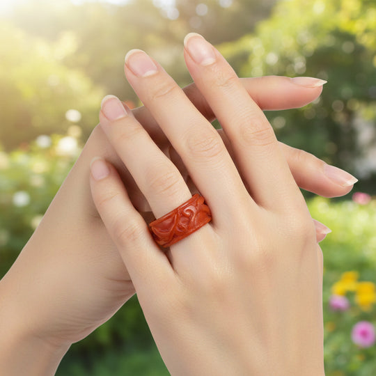 Burmesischer Rote Jadeit Jade Ring (Größe 19.50) ca. 40.00 ct