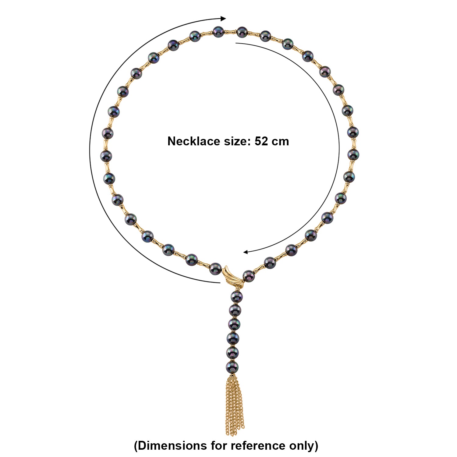 Tahiti Muschelkernperle Halskette ca. Flexibles cm Reine Legierung gelb vergoldet 480.00 ct