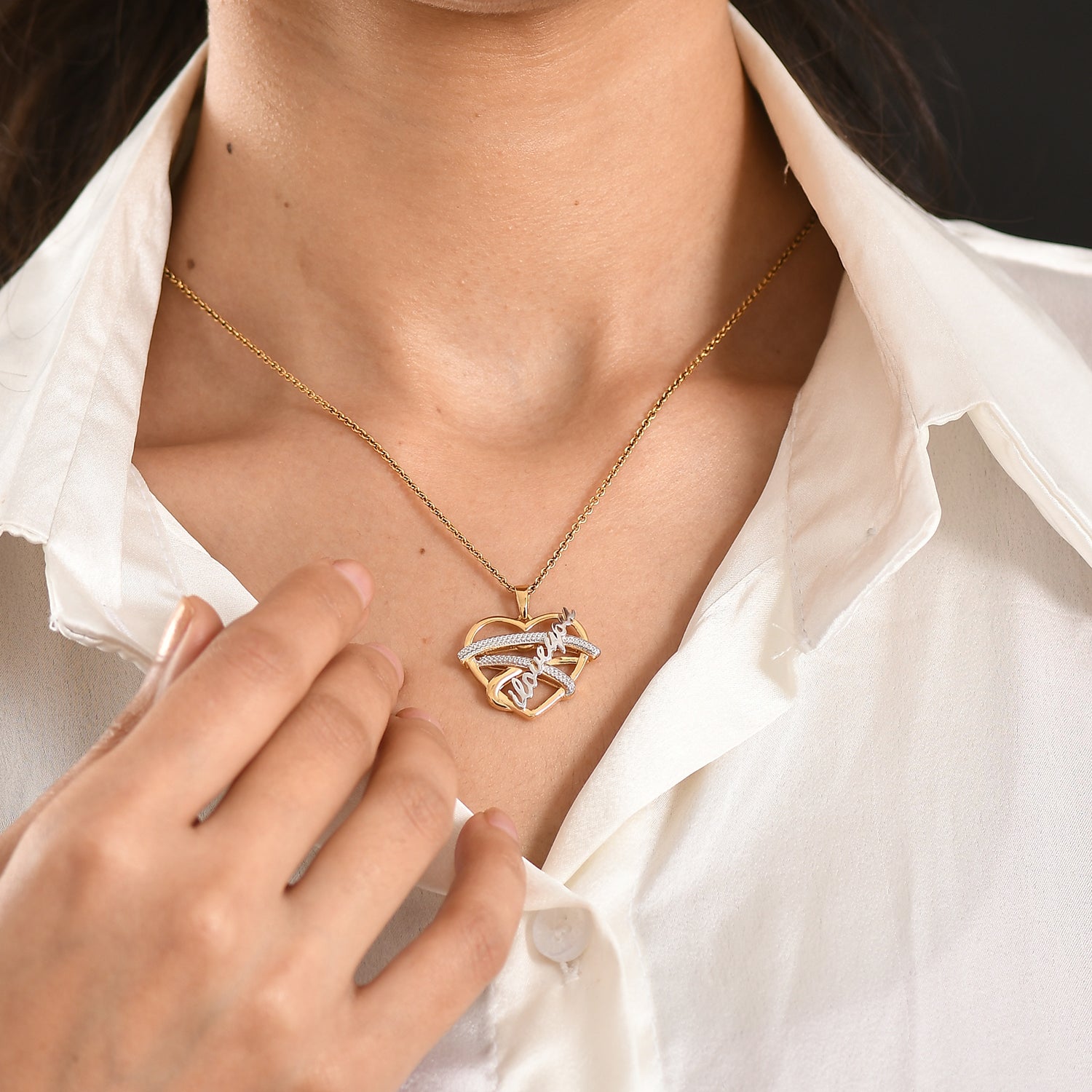 GP - Kanchanaburi Blauer Saphir Anhänger 925 Silber platiniert und vergoldet ca. 0,02 ct.