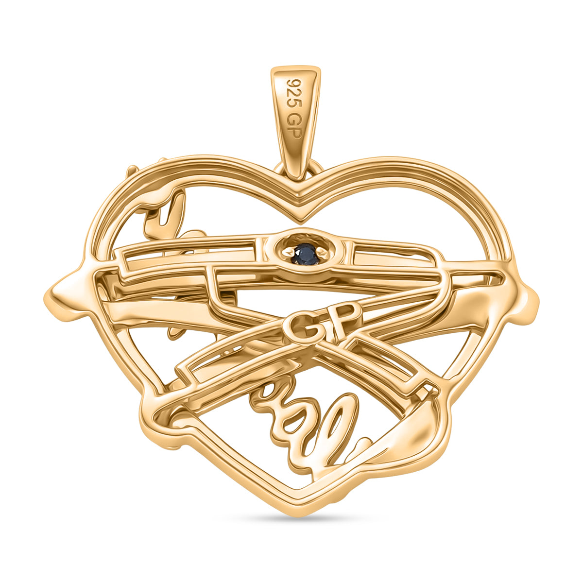 GP - Kanchanaburi Blauer Saphir Anhänger 925 Silber platiniert und vergoldet ca. 0,02 ct.