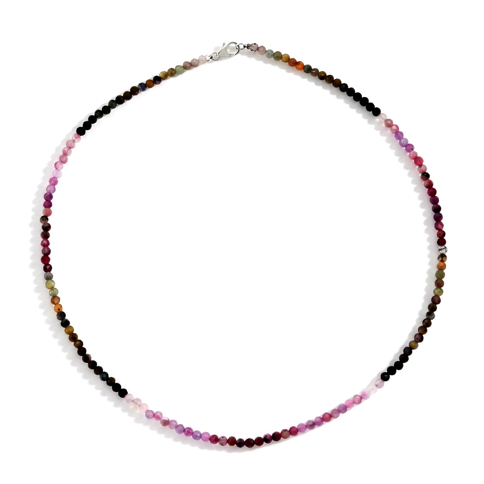 Mehrfarbig-Turmalin Halskette ca. 45 cm 925 Silber ca. 40,00 ct.