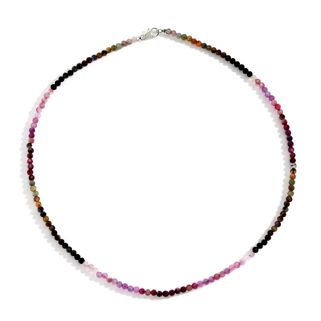 Mehrfarbig-Turmalin Halskette ca. 45 cm 925 Silber ca. 40,00 ct.