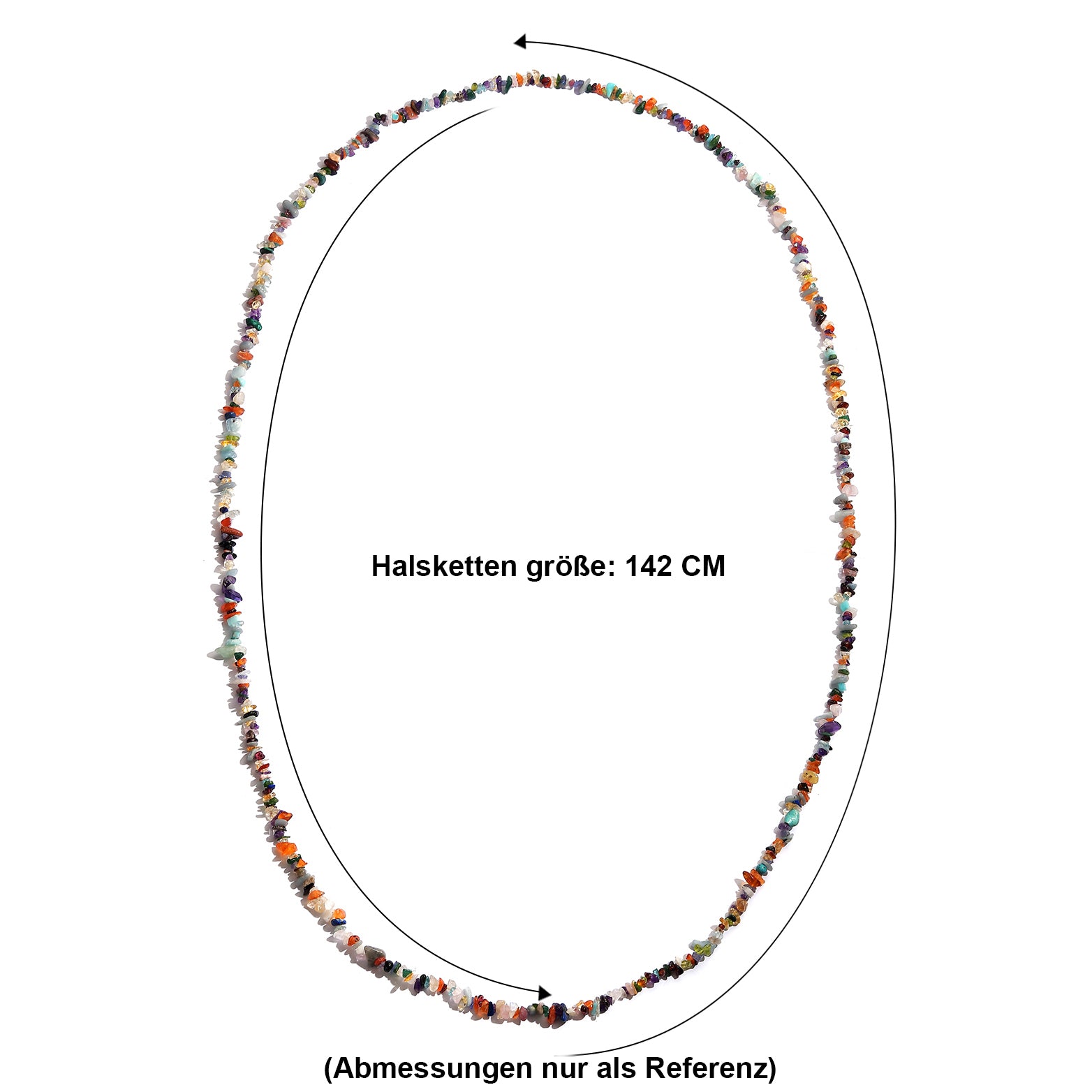 Mehrfarbige Edelsteine Halskette 142 cm ca. 571.10 ct