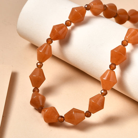 EVER TRUE Rotes Aventurin, Hessonit Granat Halskette ca. 45 cm Nickelfreies Messing ca. 200.00 ct