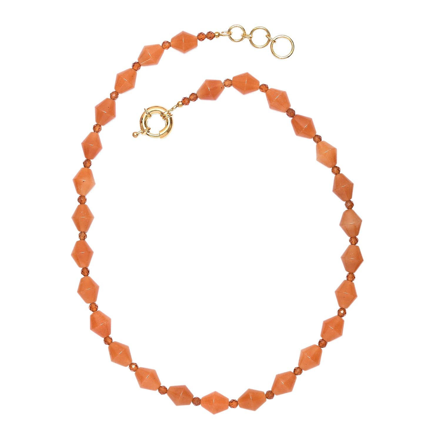 EVER TRUE Rotes Aventurin, Hessonit Granat Halskette ca. 45 cm Nickelfreies Messing ca. 200.00 ct
