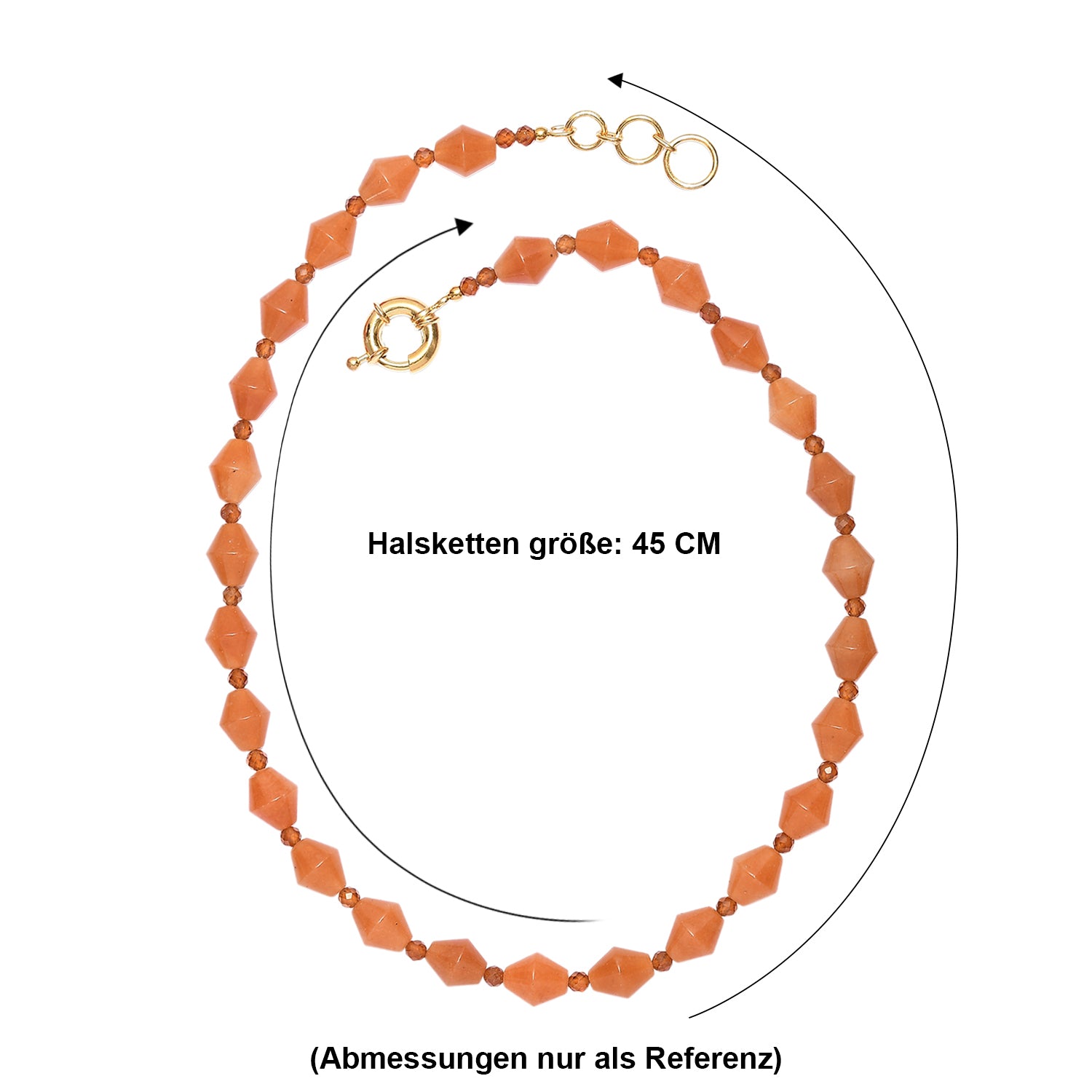 EVER TRUE Rotes Aventurin, Hessonit Granat Halskette ca. 45 cm Nickelfreies Messing ca. 200.00 ct