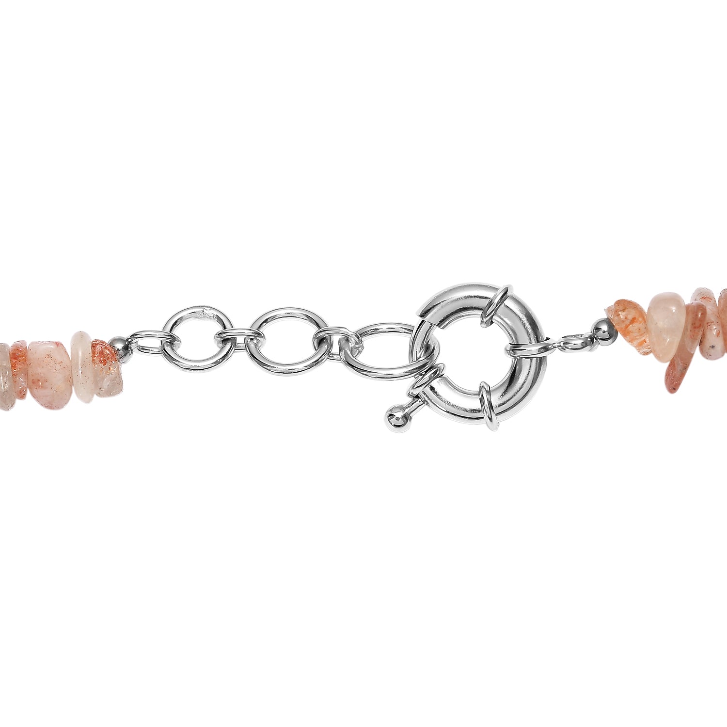 EVER TRUE Sonnenstein, Pfirsich Mondstein Halskette ca. 45 cm Nickelfreies Messing Platiniert ca. 345.00 ct