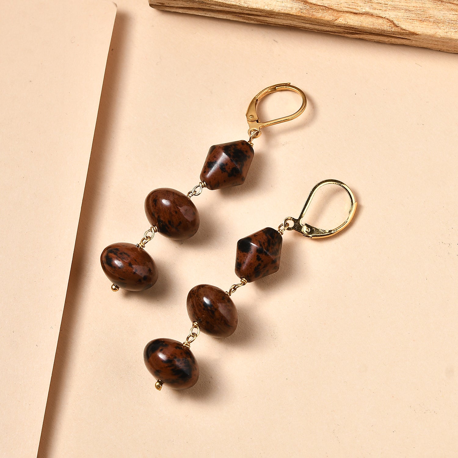 EVER TRUE Mahagoni-Jaspis Ohrringe 316L Edelstahl 750 Vergoldet ca. 40.00 ct
