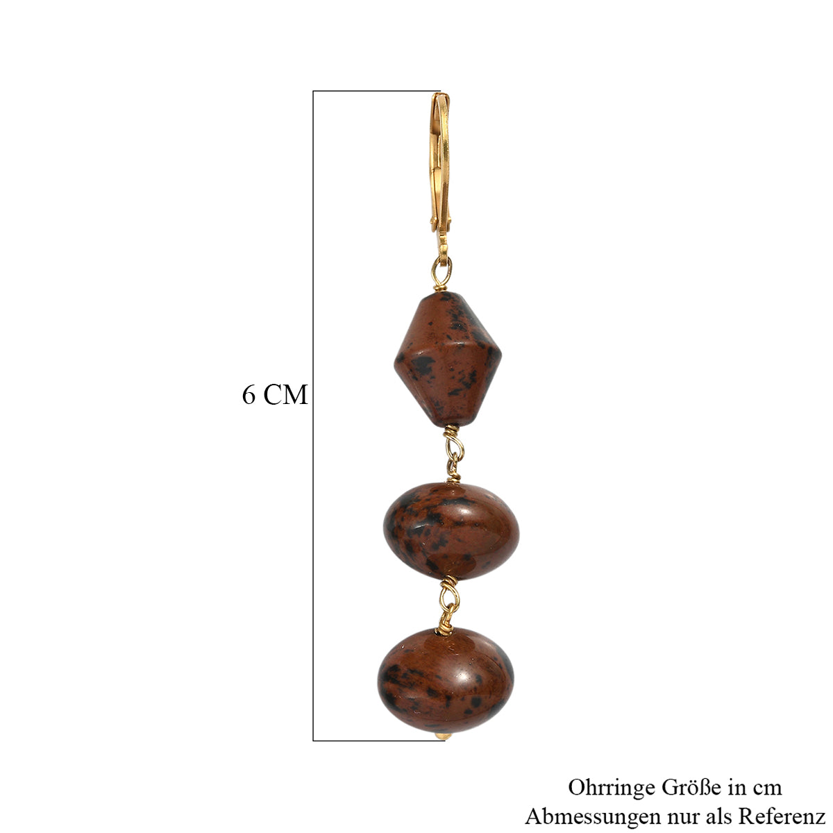 EVER TRUE Mahagoni-Jaspis Ohrringe 316L Edelstahl 750 Vergoldet ca. 40.00 ct