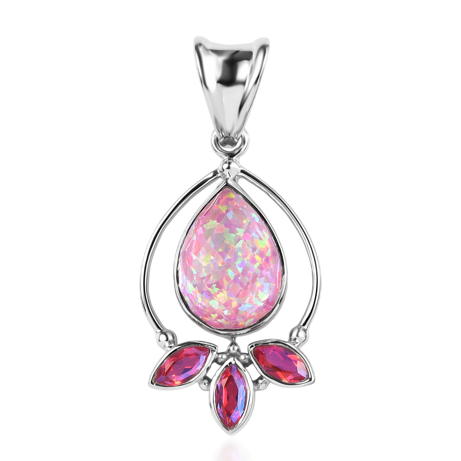 Sajen Silber-Opal Dublett, Mystischer Quarz des Regenbogenvulkans Anhänger 925 Silber rhodiniert ca. 4.20 ct