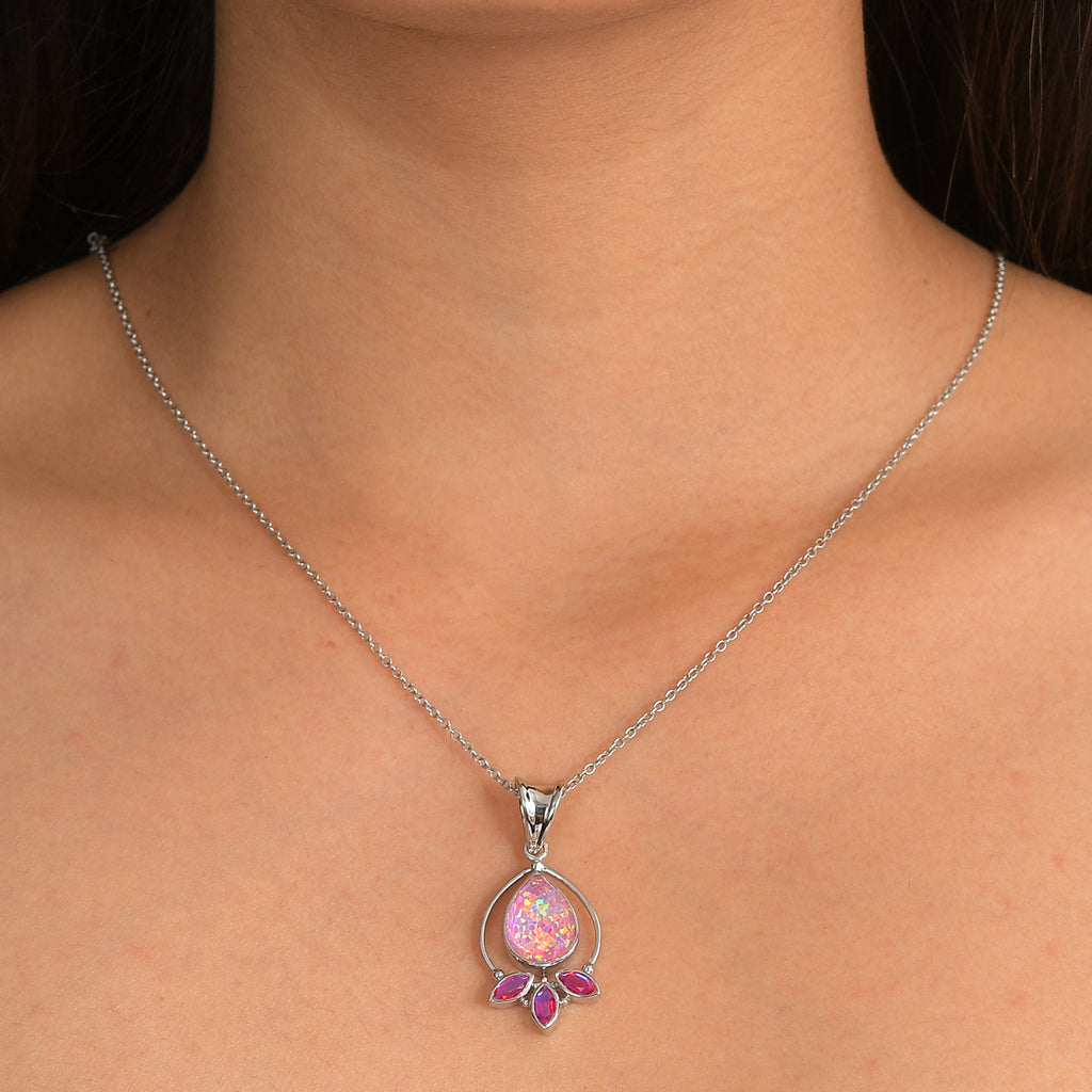 Sajen Silber-Opal Dublett, Mystischer Quarz des Regenbogenvulkans Anhänger 925 Silber rhodiniert ca. 4.20 ct