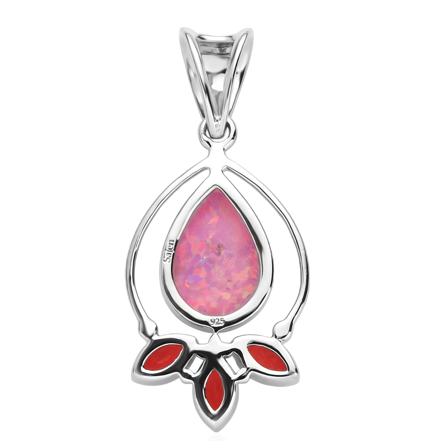 Sajen Silber-Opal Dublett, Mystischer Quarz des Regenbogenvulkans Anhänger 925 Silber rhodiniert ca. 4.20 ct